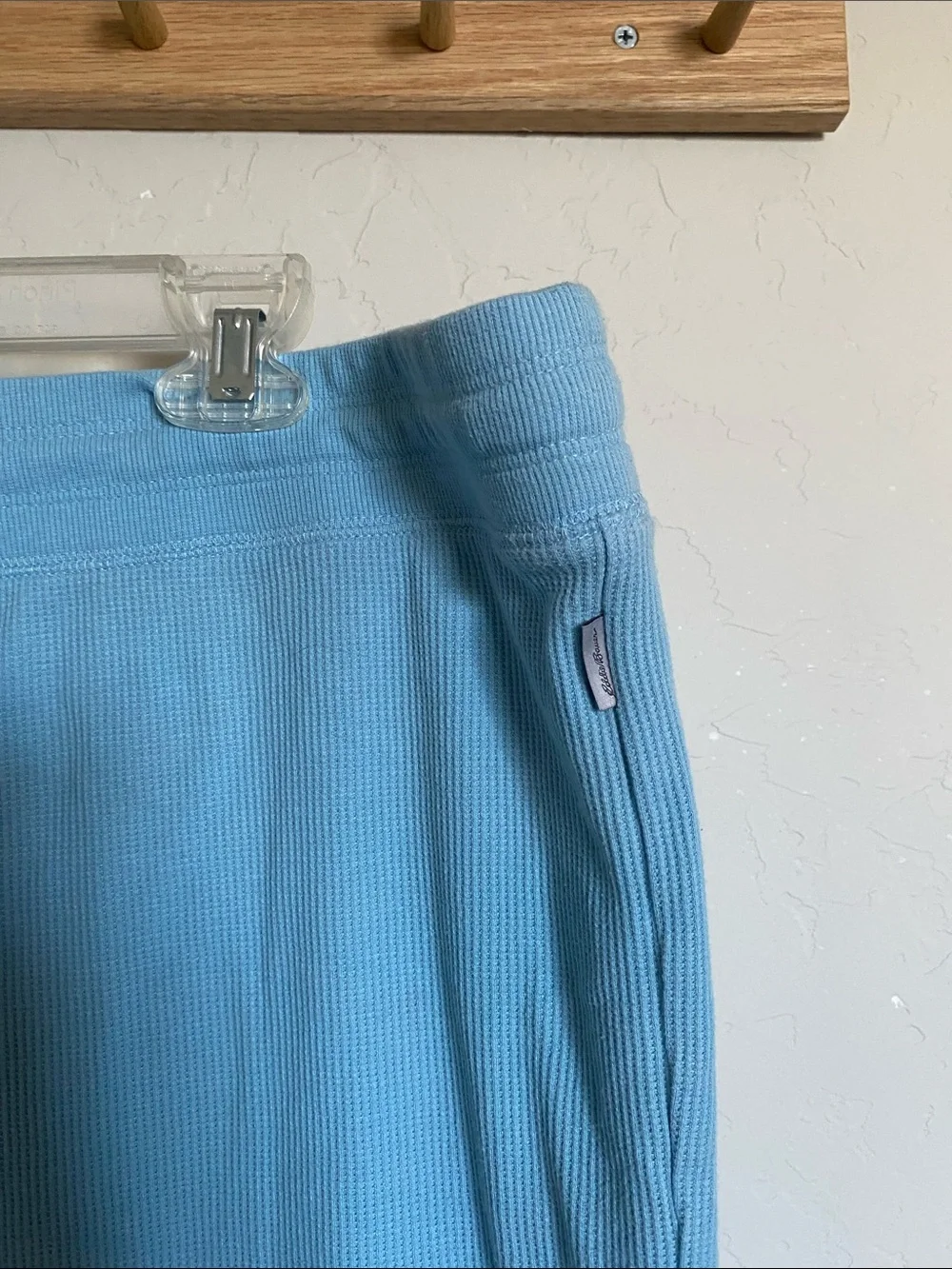 Eddie Bauer Women's Blue Waffle Knit Drawstring Jogger Pajama Pants Size XL